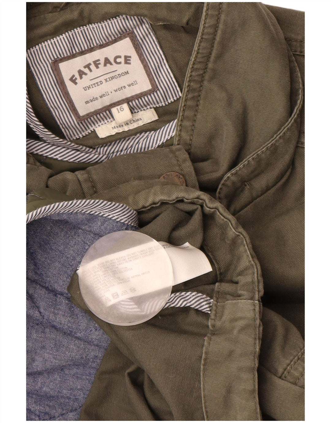 Giacca parka da donna Fat Face UK 16 grande cotone kaki