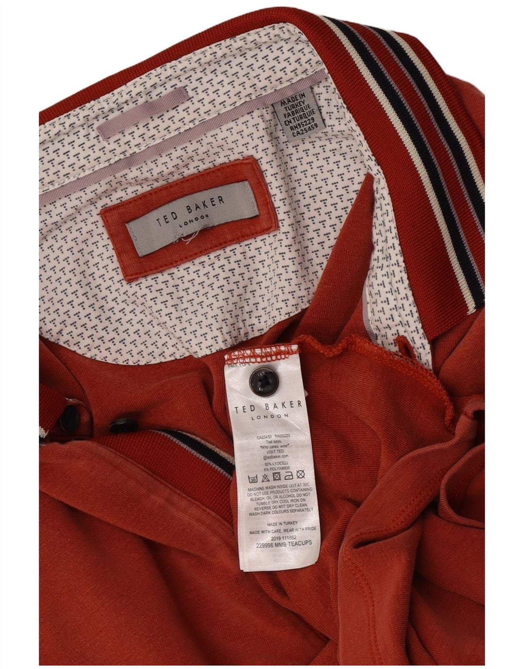 Polo da uomo Ted Baker XL in Lyocell a righe arancioni