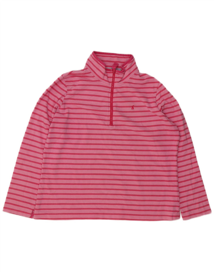 Joules Felpa da donna oversize con collo con zip, maglione UK 18 XL a righe rosa