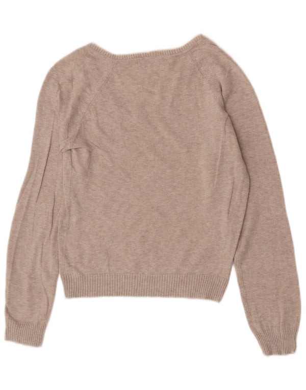 Maglione corto con scollo a V da donna Zara UK 12 Grigio medio Argyle/Diamante