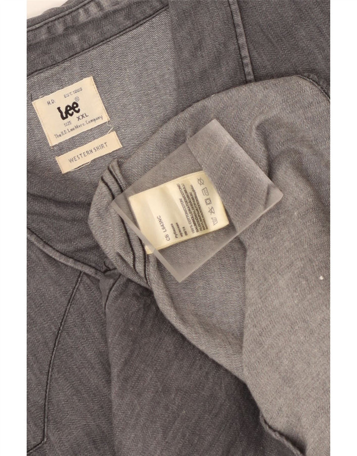 Camicia western pratica da uomo Lee 2XL in cotone grigio