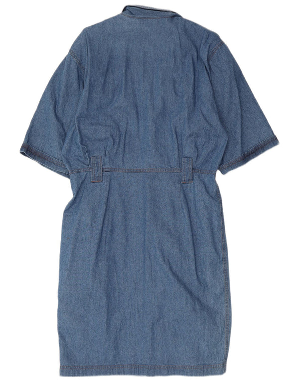 Abito vintage in denim con maniche a 3/4 da donna EU 40 grande cotone blu