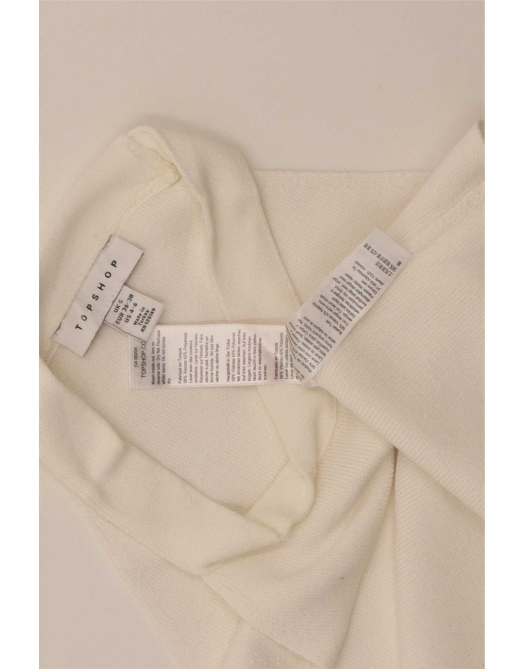Topshop Top da donna corto alla caviglia UK 8 piccolo in viscosa bianca