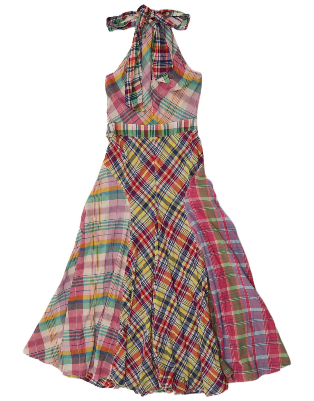 Abito Halter da donna Polo Ralph Lauren US 10 grande patchwork multicolore