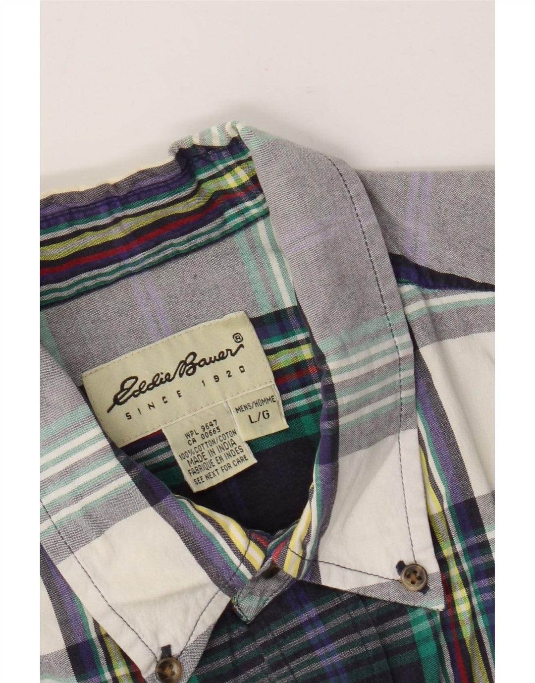 Camicia a maniche corte da uomo Eddie Bauer, cotone a quadri multicolore grande