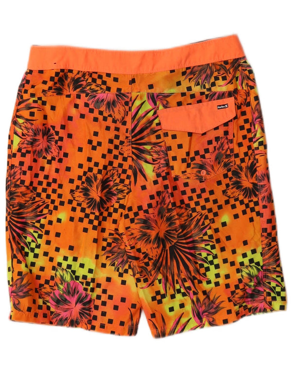 Pantaloncini da bagno con grafica Hurley per ragazzi 15-16 anni in poliestere floreale arancione