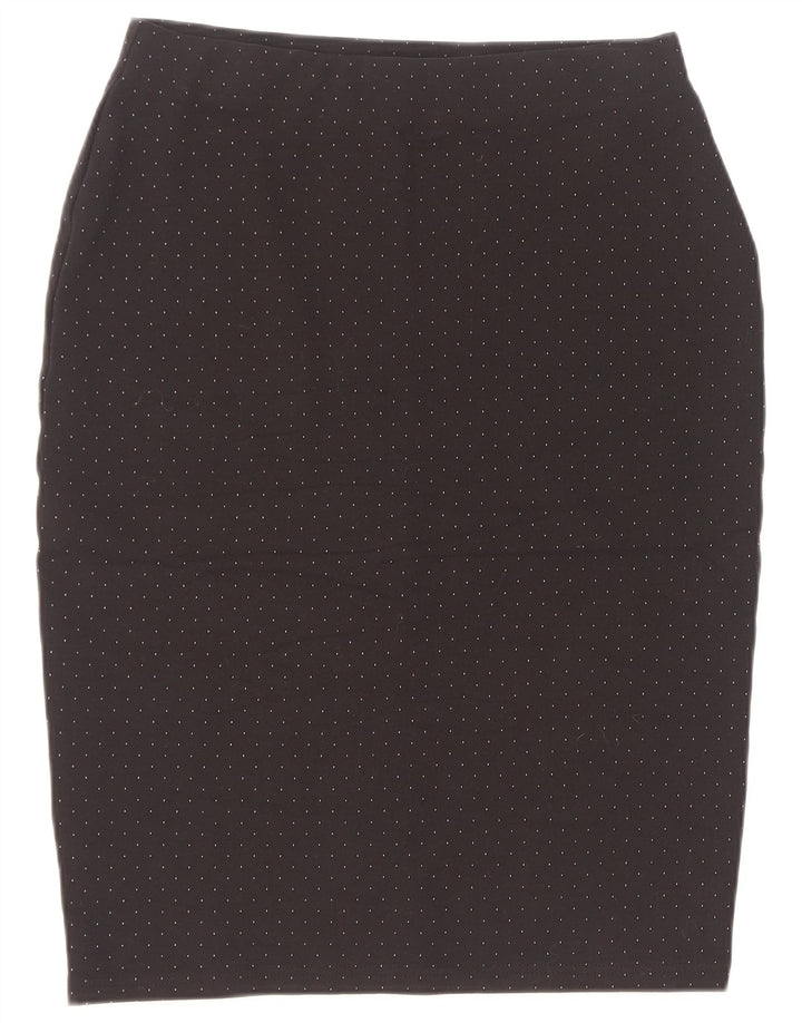 Gonna a tubino da donna Marks & Spencer UK 12 media W30 viscosa maculata nera
