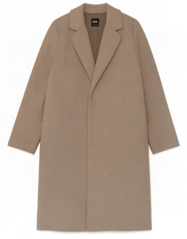 Soprabito aperto da donna Zara UK 14 Poliestere beige medio