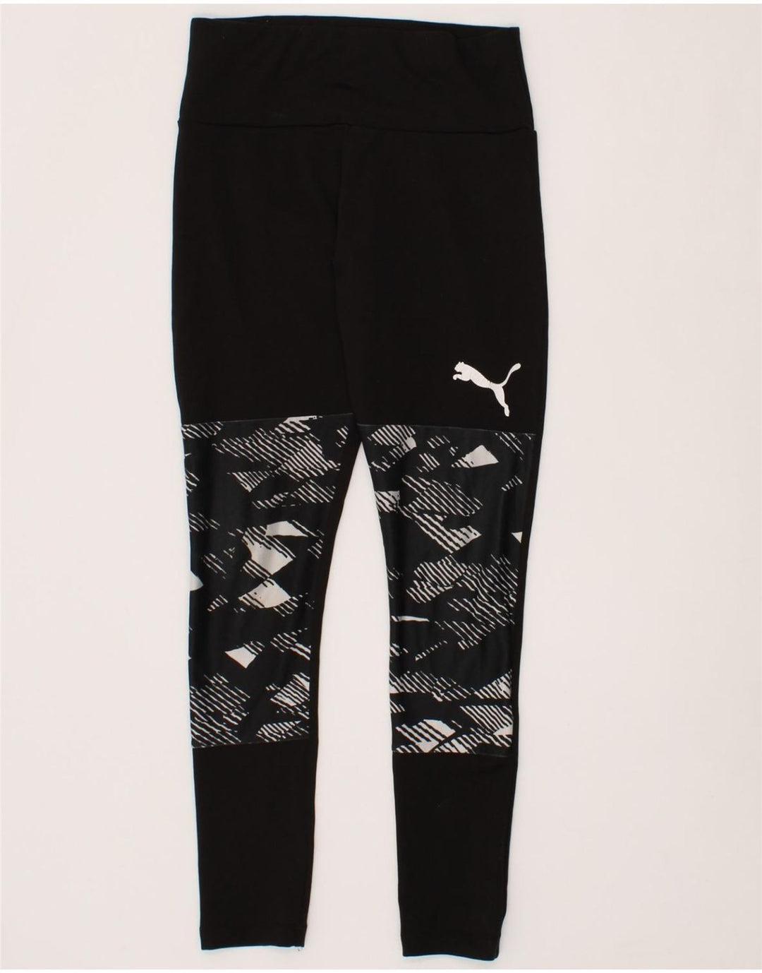 PUMA Womens Abstract Pattern Leggings UK 8 Small Black Vintage Puma and Second-Hand Puma from Messina Hembry 