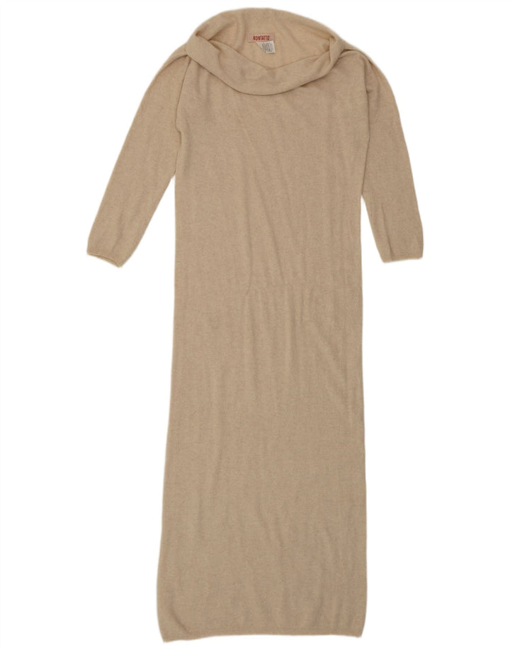 KONTATTO Abito maxi maglione da donna con collo alto UK 14 Poliammide beige medio