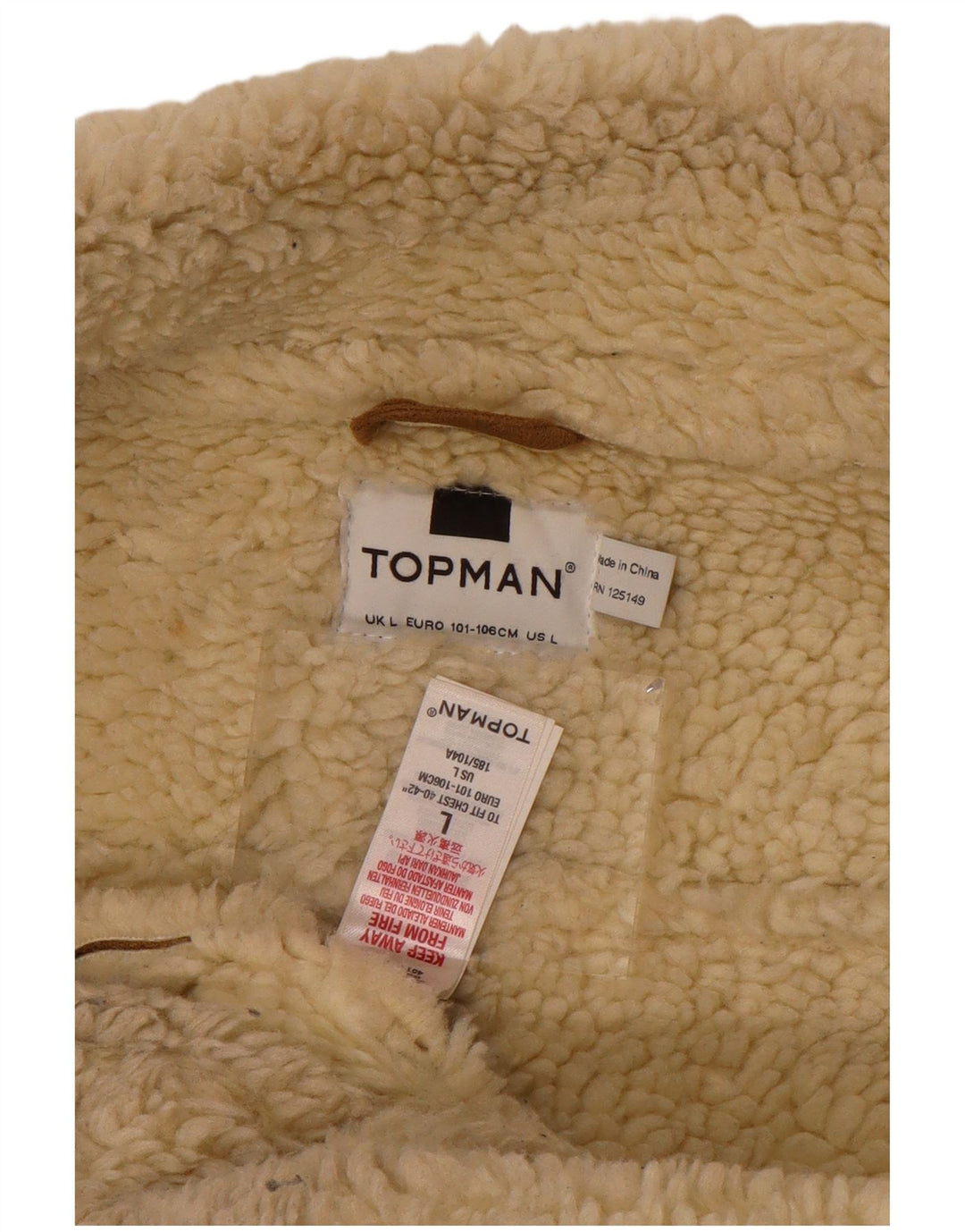 TOPMAN Mens Sherpa Jacket UK 40 Large Beige Polyester