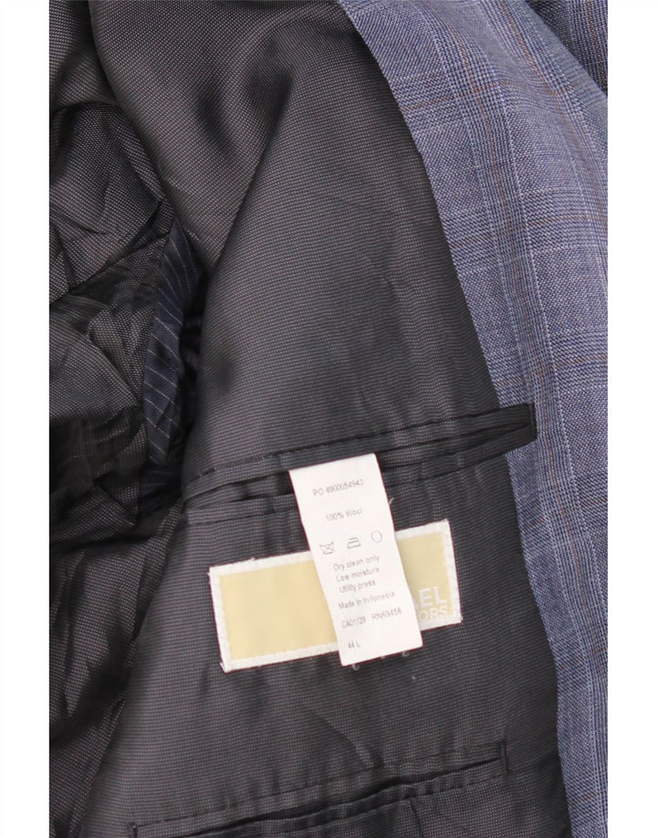 MICHAEL KORS Mens 2 Button Blazer Jacket UK 40 Large Blue Check Wool Vintage Michael Kors and Second-Hand Michael Kors from Messina Hembry 