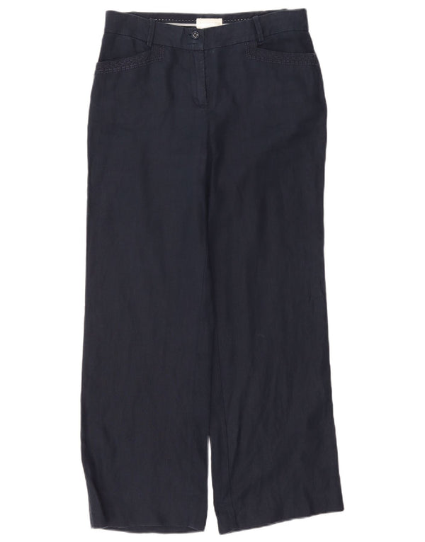 Pantaloni casual larghi da donna Monsoon UK 8 Small W27 L27 Lino blu navy