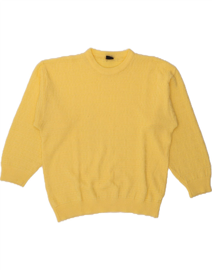 CLAUDE DE PIERRE Mens Crew Neck Jumper Sweater IT 52 Large Yellow Vintage Claude De Pierre and Second-Hand Claude De Pierre from Messina Hembry 