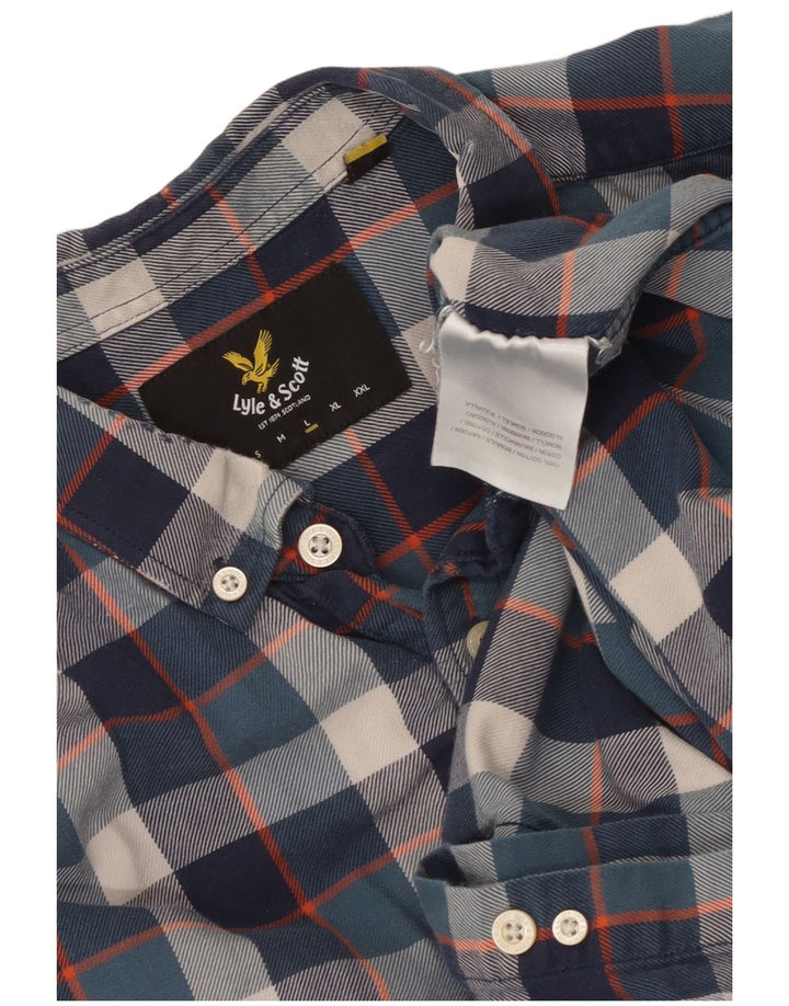 Camicia da uomo Lyle & Scott grande in cotone a quadri blu navy
