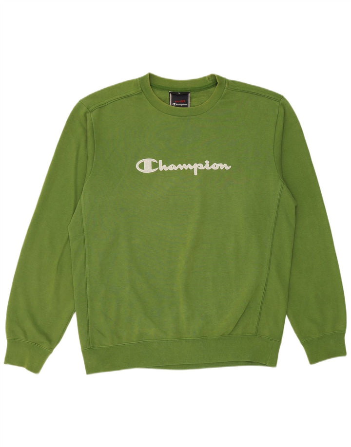 Felpa grafica da uomo Champion, maglione grande, cotone verde