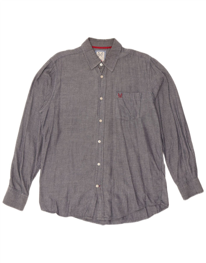 CREW CLOTHING Camicia da uomo dalla vestibilità classica in cotone blu navy medio