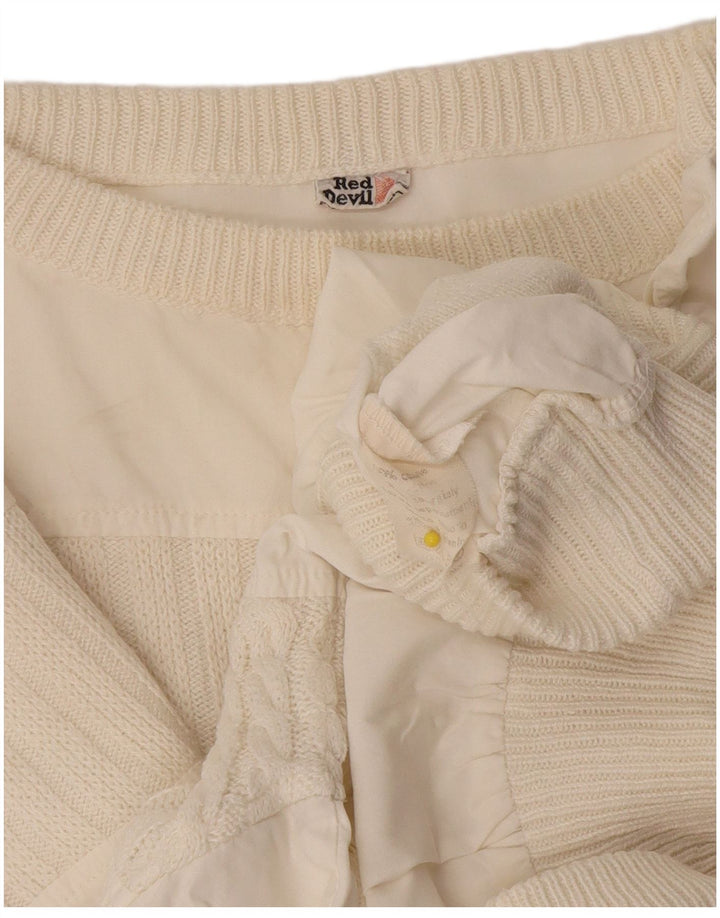 Maglione maglione vintage da uomo con scollo a barca IT 48 cotone bianco sporco medio