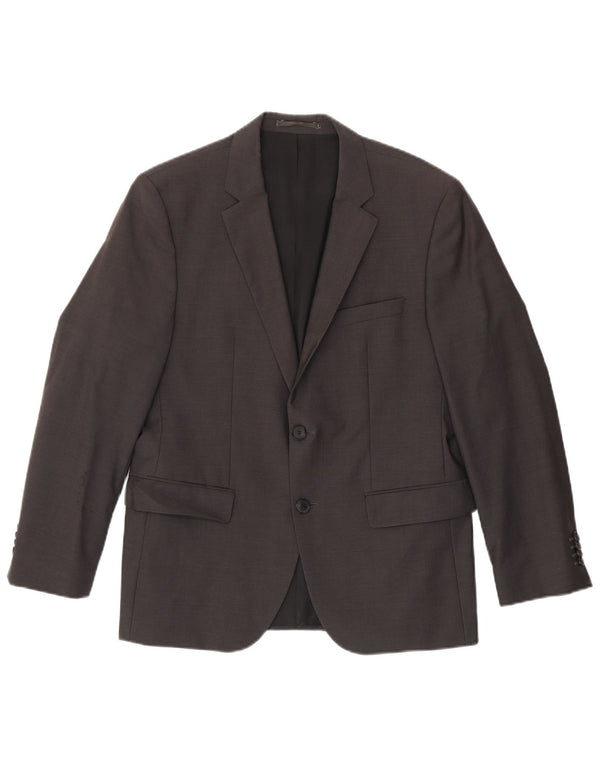 Giacca blazer da uomo a 2 bottoni Hugo Boss UK 36 piccola lana vergine grigia