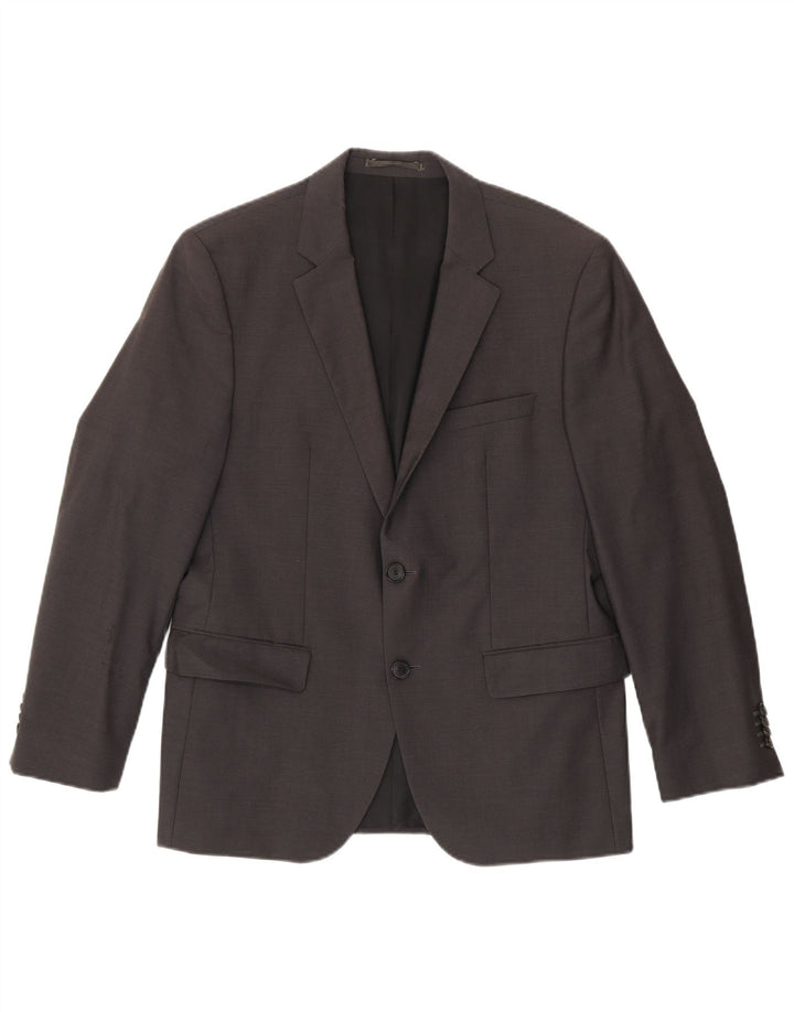 Giacca blazer da uomo a 2 bottoni Hugo Boss UK 36 piccola lana vergine grigia