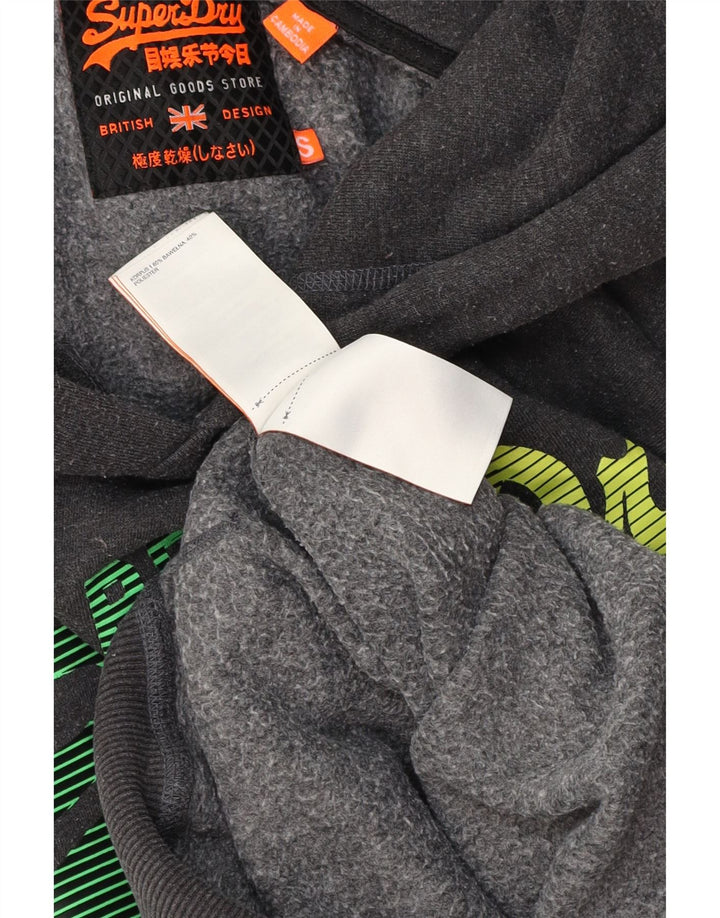 Felpa con cappuccio grafica da uomo Superdry Small in cotone grigio