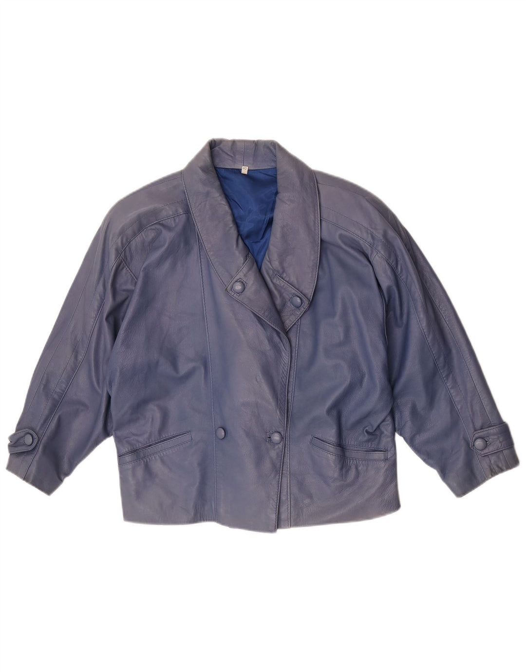 Giacca in pelle oversize da donna vintage EU 40 Blu medio