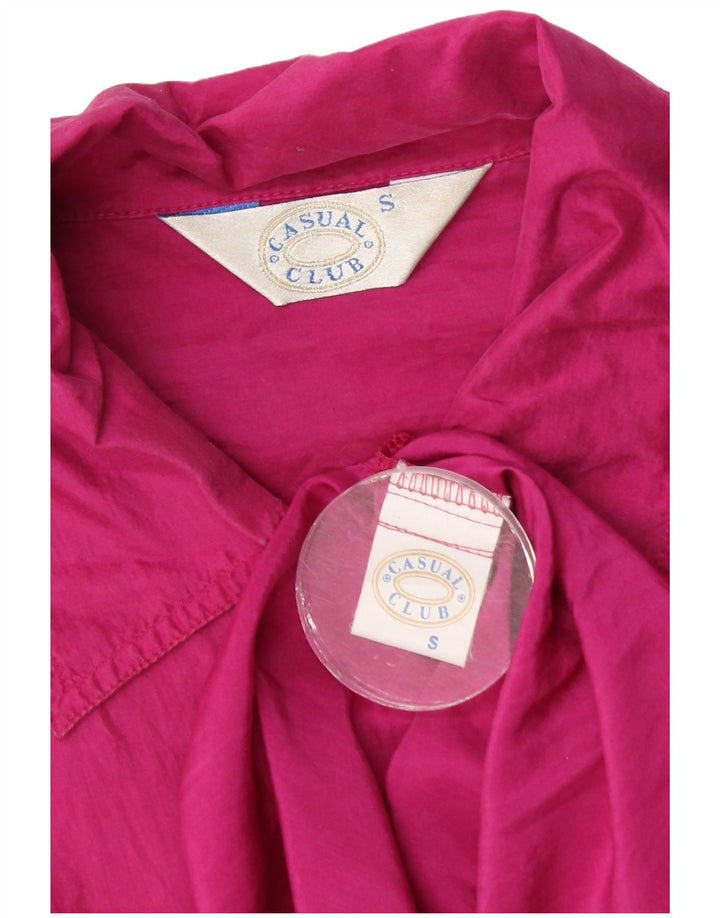 Camicetta camicia oversize da donna vintage UK 10 piccola seta rosa