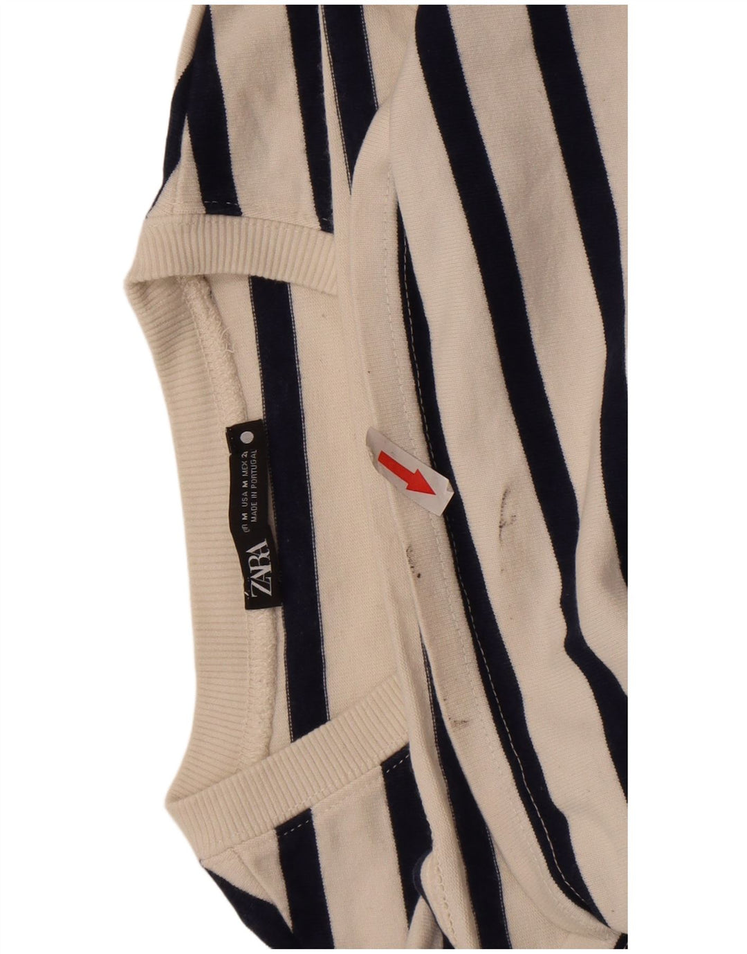 Top Zara da donna a maniche lunghe UK 12 a righe bianche medie