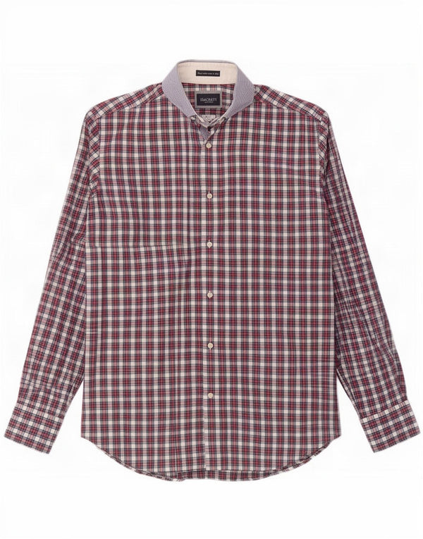 Hackett Camicia slim fit da uomo piccola in cotone a quadri rossi