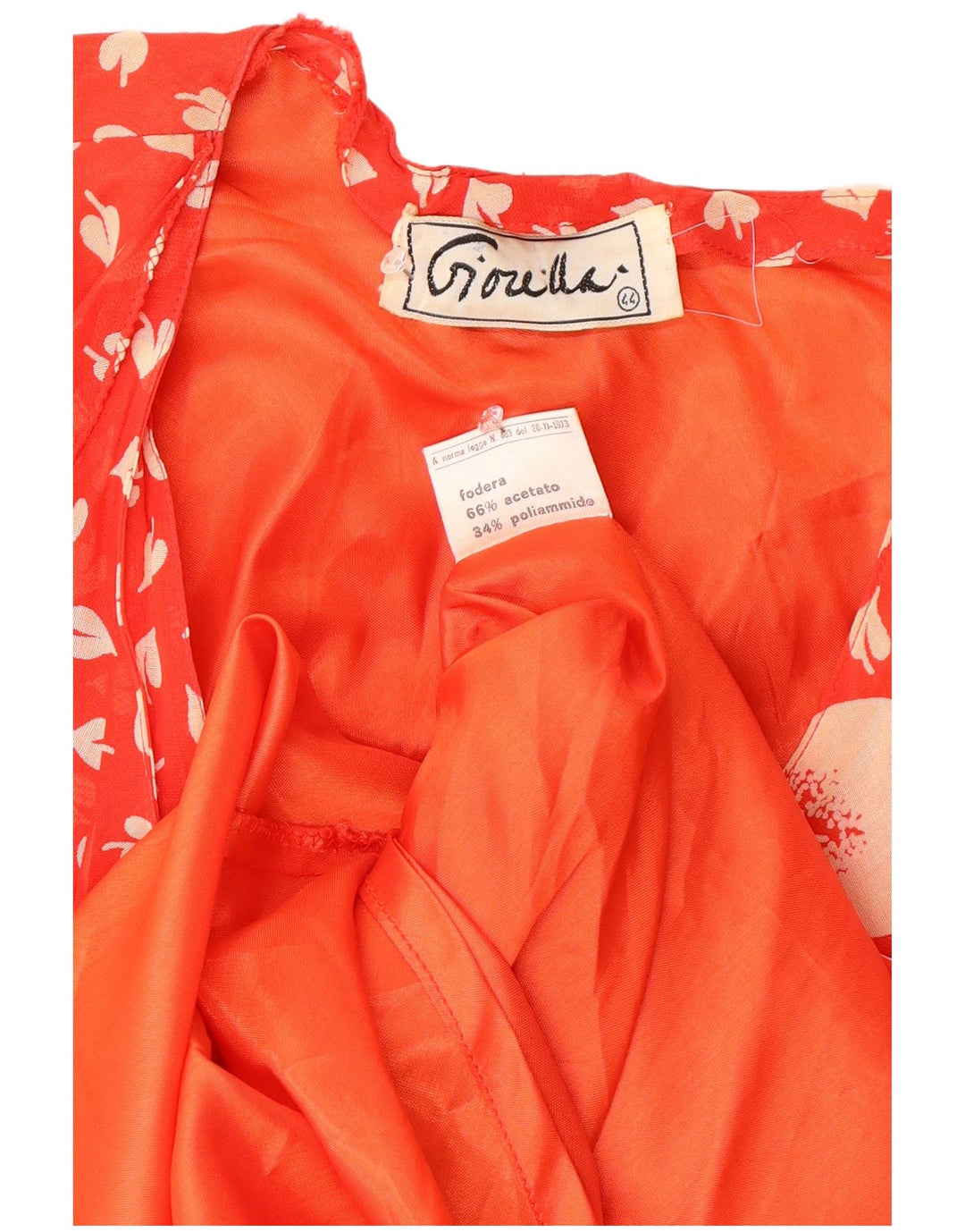 Abito vintage da donna a trapezio con volant sul davanti ITB 44 retrò floreale rosso medio