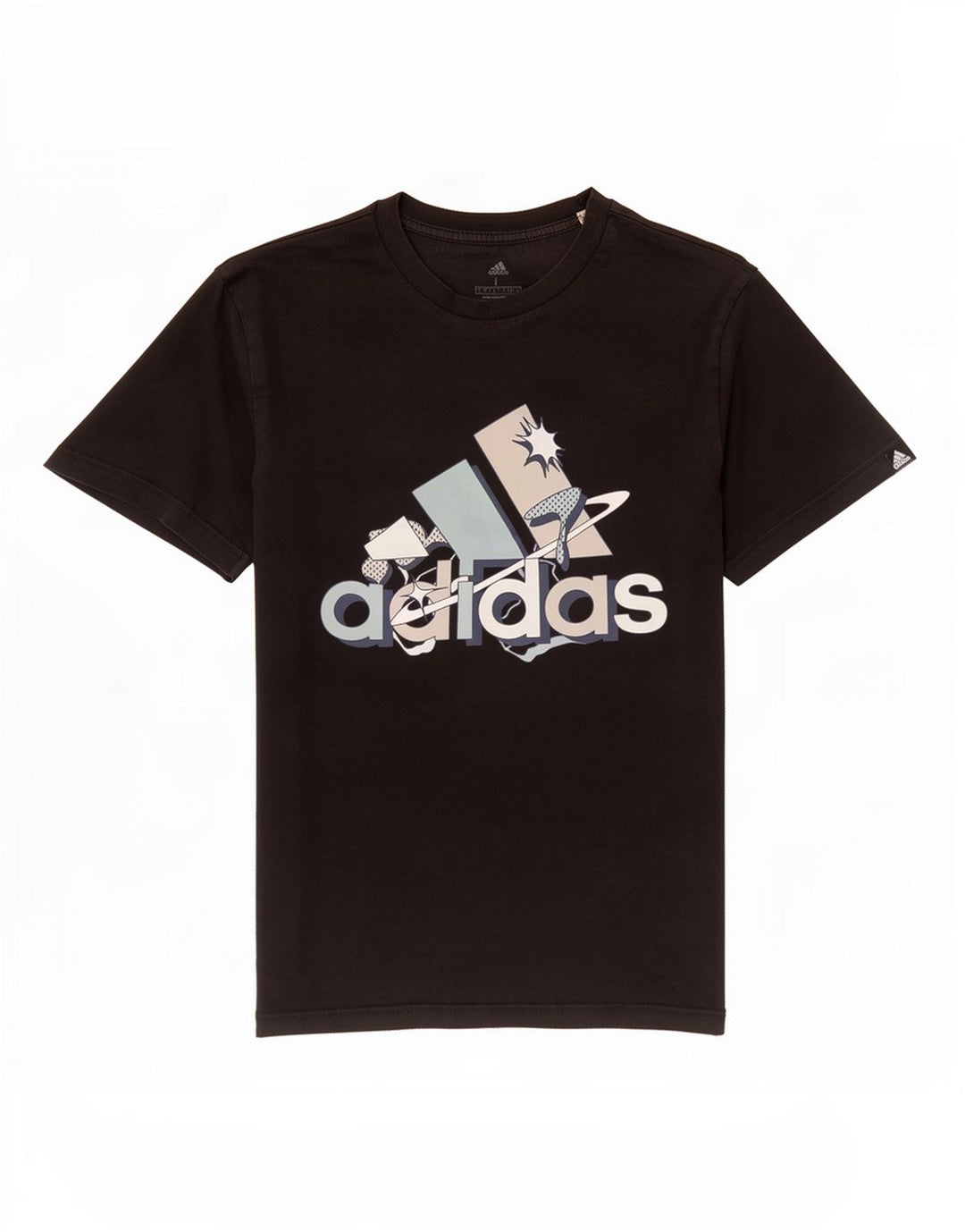 T-shirt grafica da uomo Adidas Top grande in cotone nero