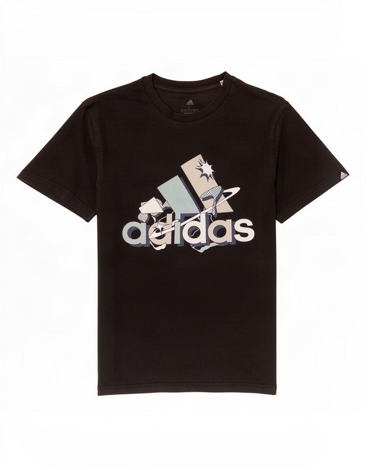 T-shirt grafica da uomo Adidas Top grande in cotone nero