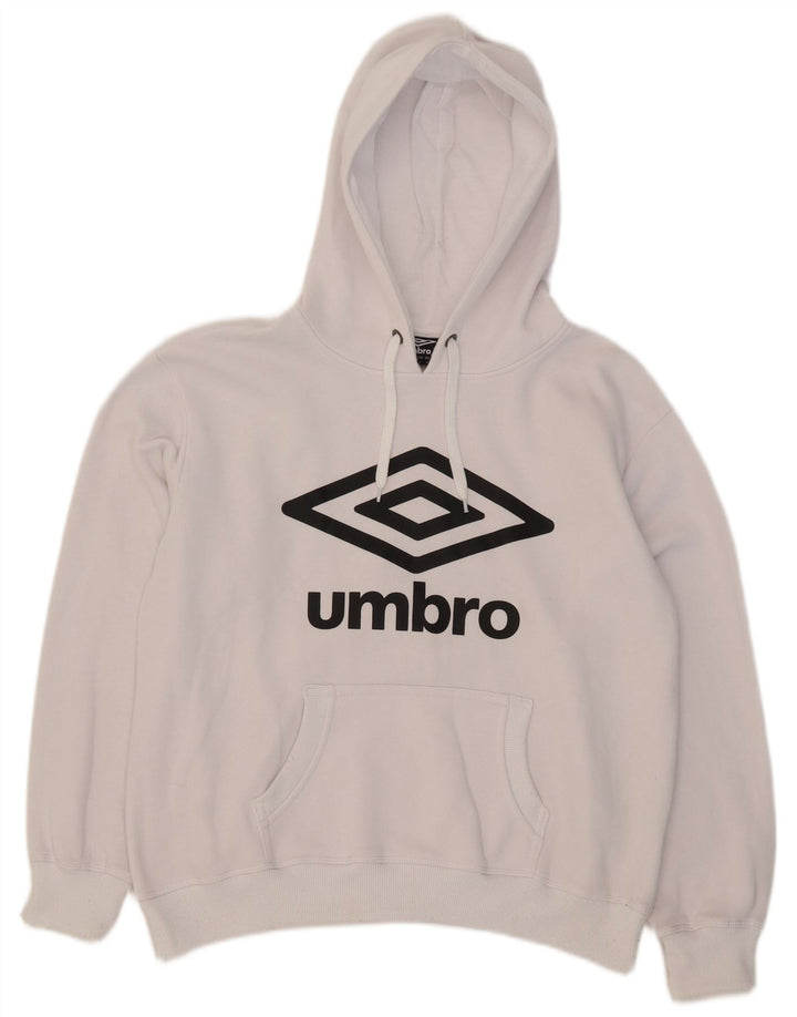 Maglione con cappuccio grafico da uomo Umbro in cotone bianco medio