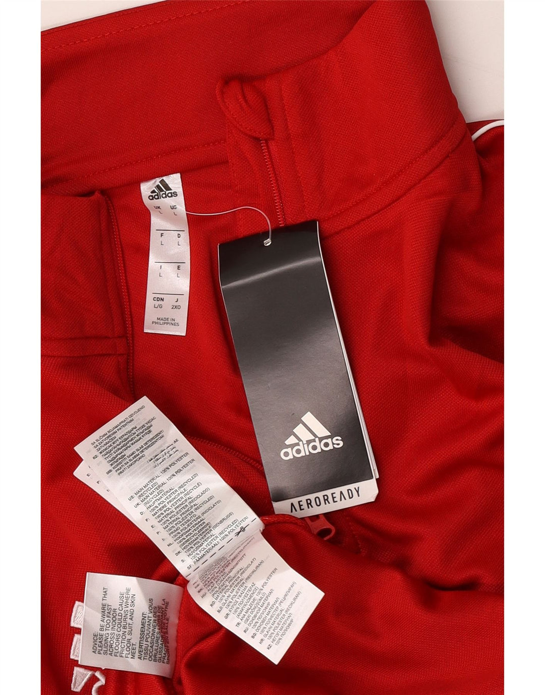 Adidas Uomo Aeroready Zip Neck Pullover Tuta Top Large Rosso Poliestere