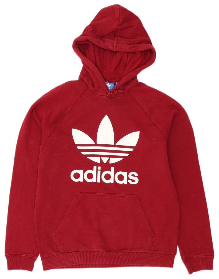 Maglione con cappuccio grafico da uomo Adidas in cotone rosso medio