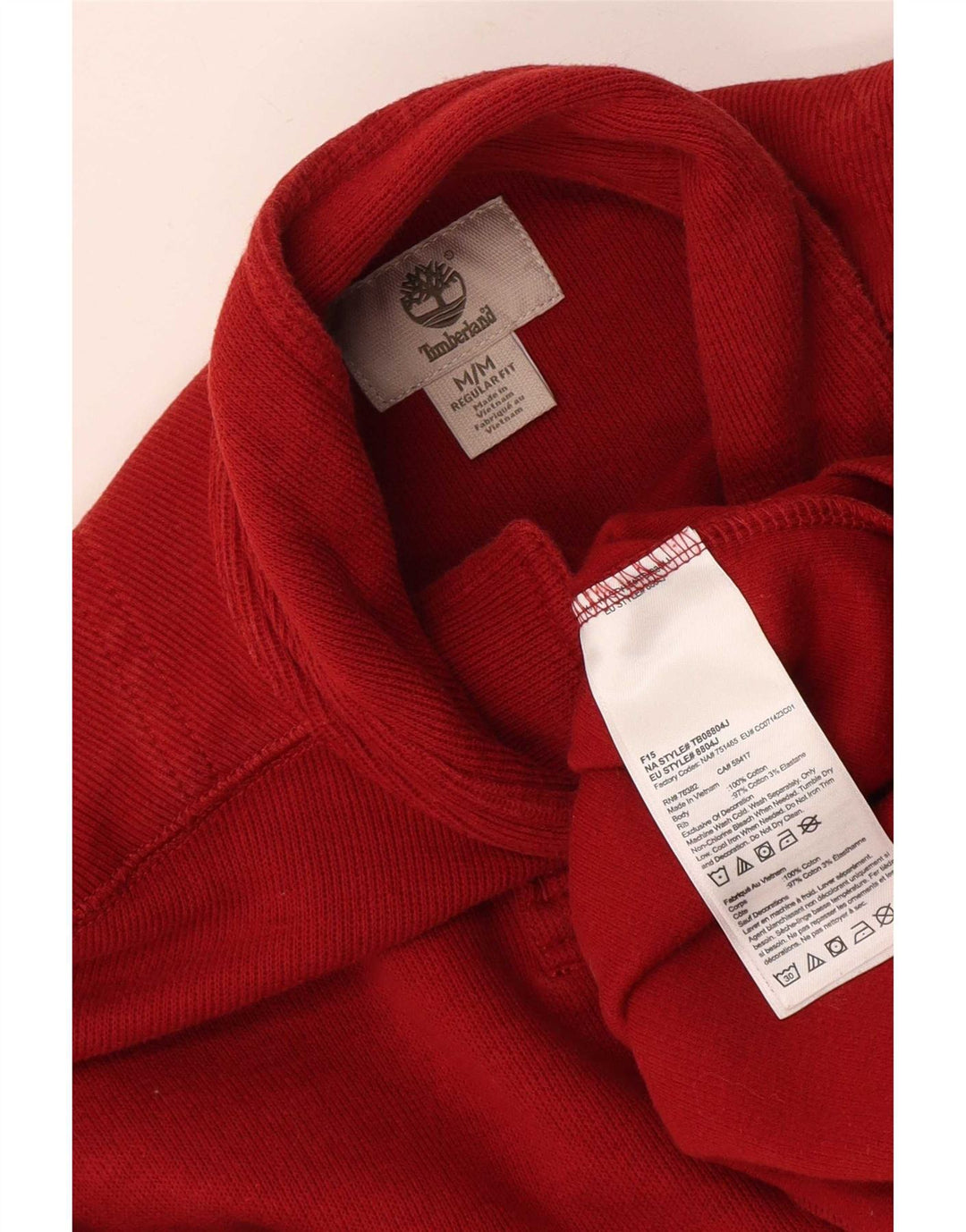 Polo da rugby da uomo a maniche lunghe Timberland in cotone rosso medio
