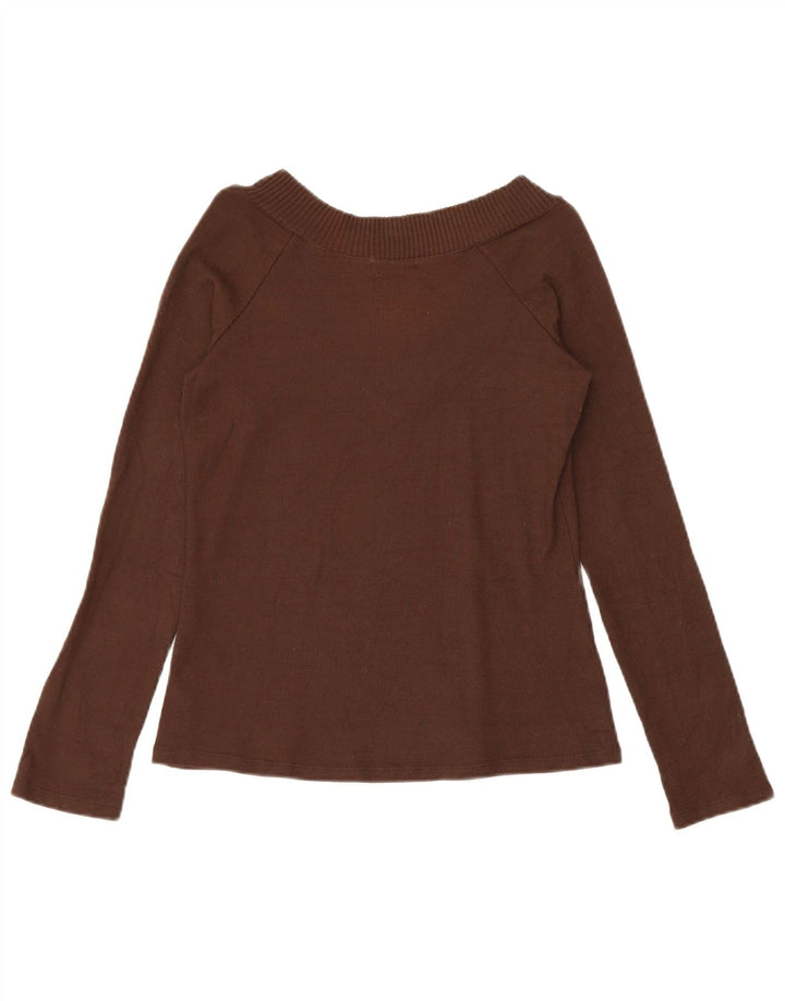 Top Zara da donna a maniche lunghe UK 14 Large in viscosa marrone