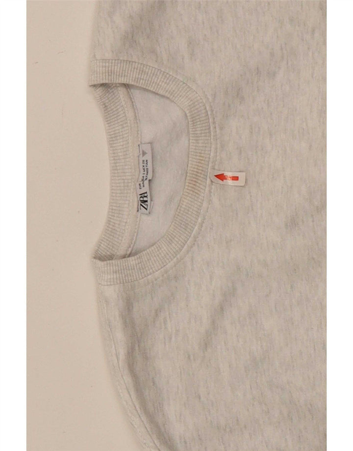 Felpa corta oversize da donna Zara UK 10 piccola grigia screziata