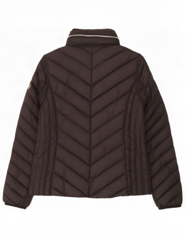 Giacca imbottita con cappuccio da donna Michael Kors UK 14 nylon nero medio