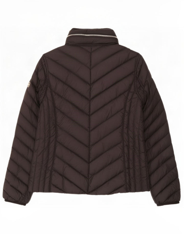 Giacca imbottita con cappuccio da donna Michael Kors UK 14 nylon nero medio