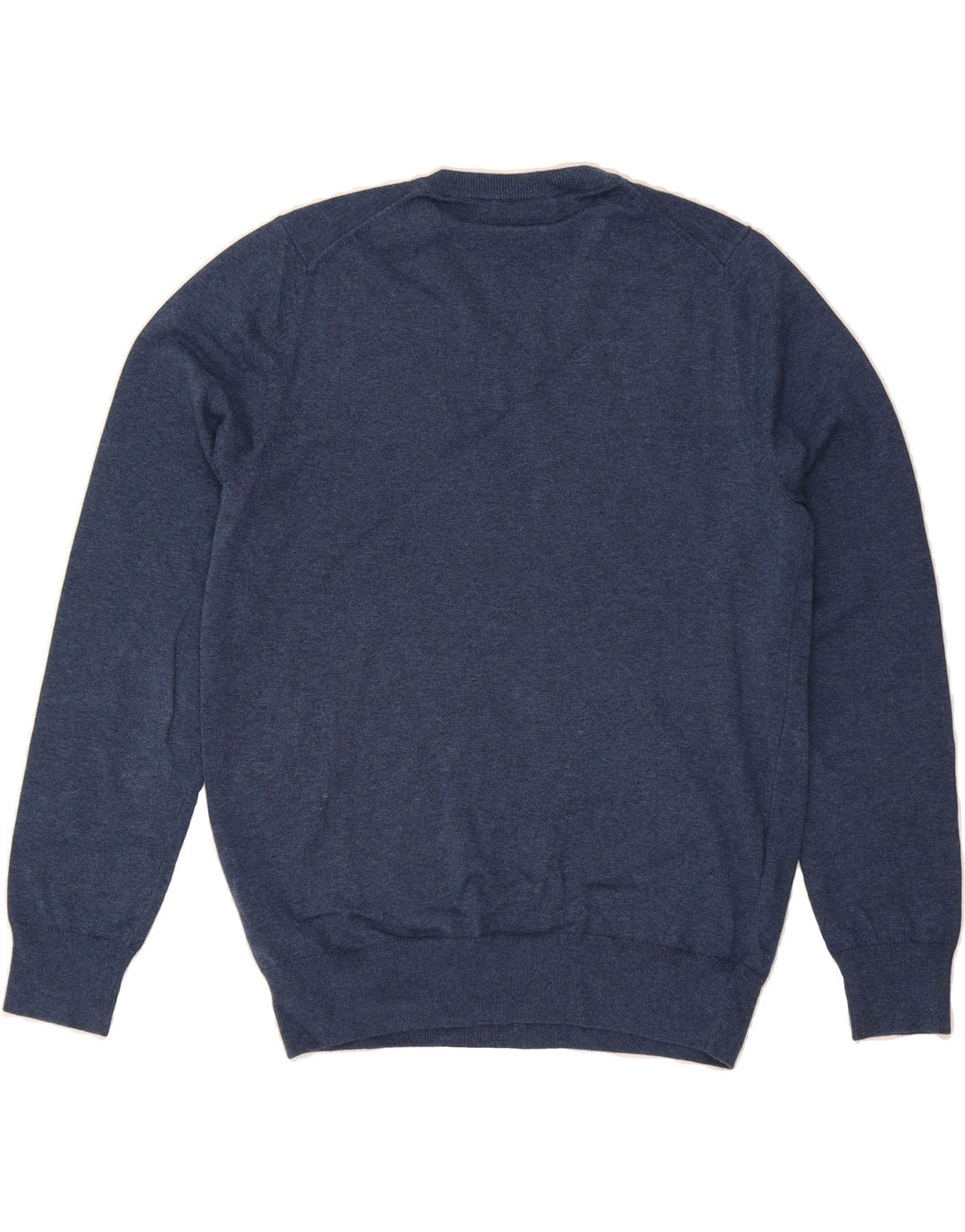 MARKS & SPENCER Mens V-Neck Jumper Sweater Medium Navy Blue Cotton Vintage Marks & Spencer and Second-Hand Marks & Spencer from Messina Hembry 