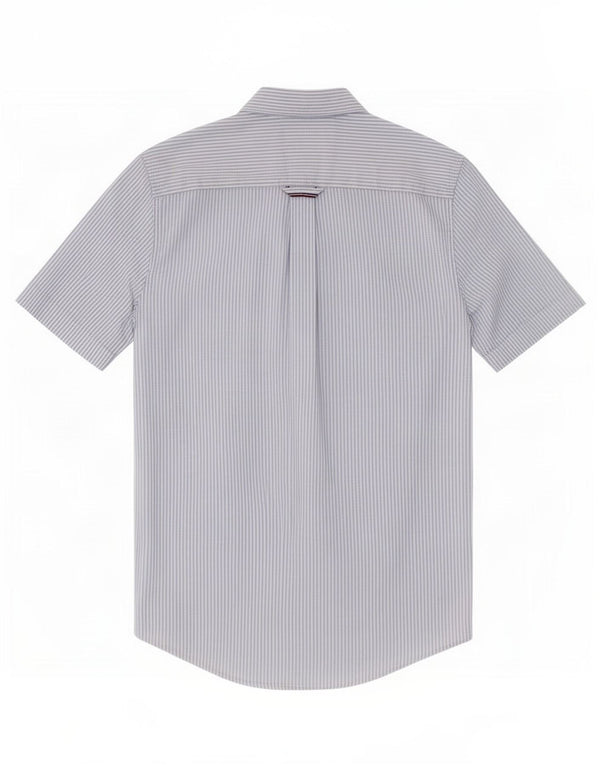 Camicia a maniche corte da uomo Tommy Hilfiger XS in cotone gessato blu