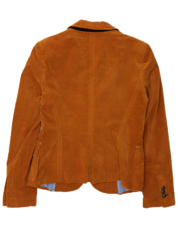 Giacca blazer a 2 bottoni da donna Zara UK 12 cotone marrone medio