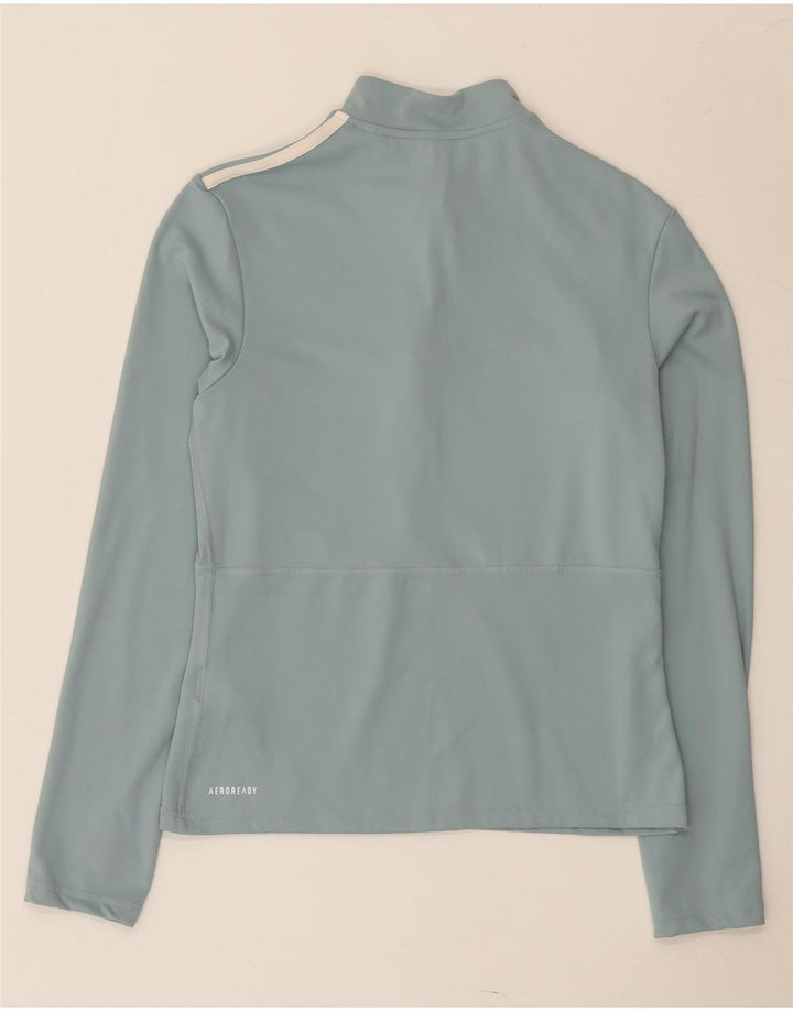 Top della tuta da ginnastica Adidas Aeroready Zip Neck da donna UK 16/18 Large Blu