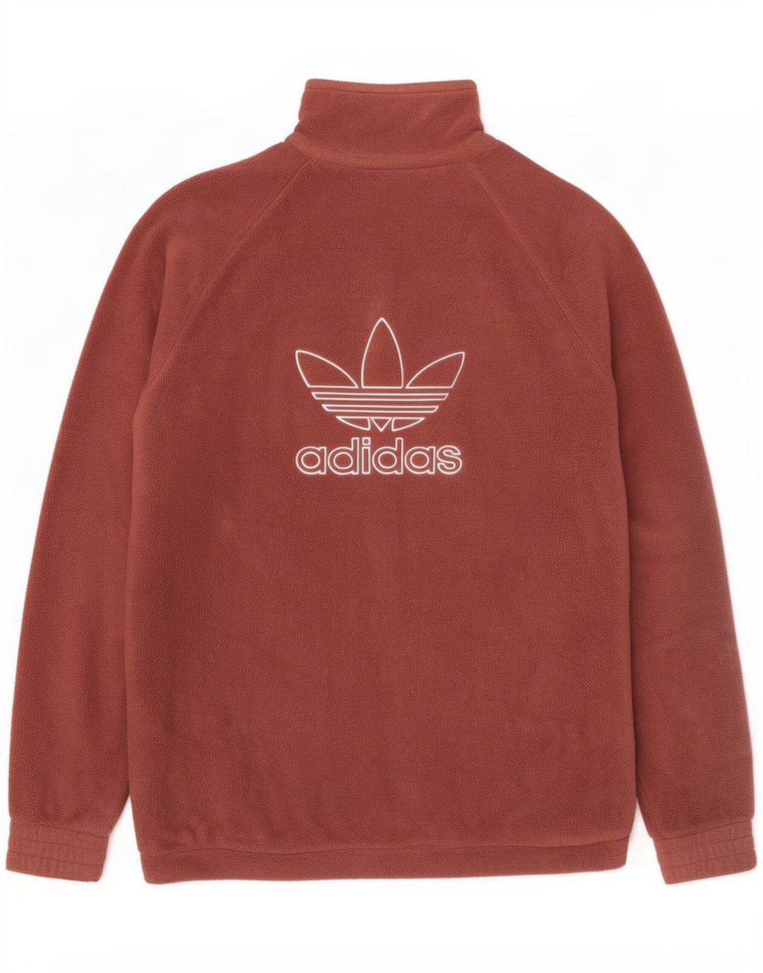 Maglione in pile Adidas da uomo con collo grafico e zip, piccolo, in poliestere marrone