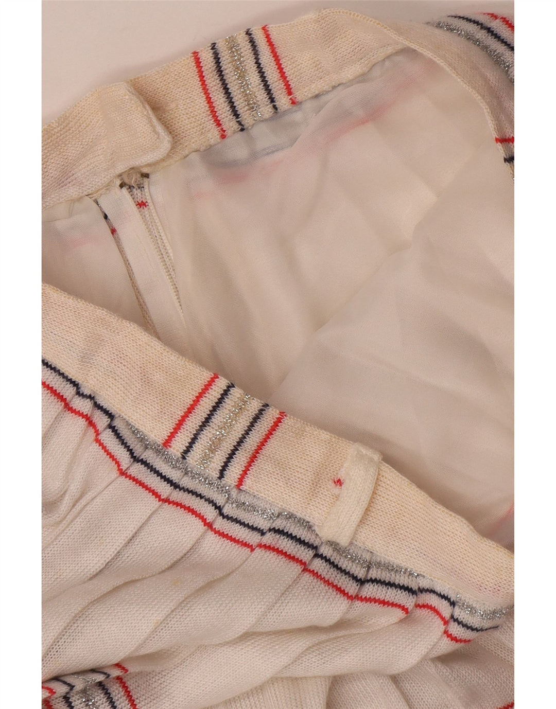 Gonna a trapezio a pieghe vintage da donna W26 piccola a righe bianche