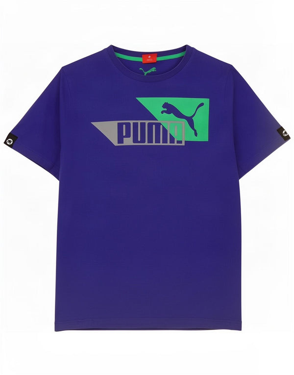 T-shirt grafica da uomo Puma Top in cotone blu navy medio