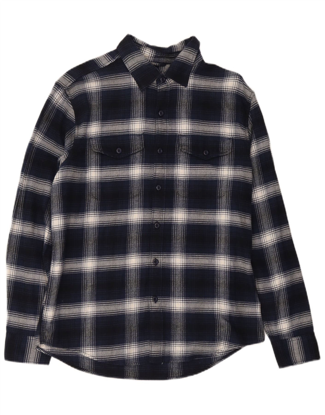 Camicia in flanella da uomo American Eagle in cotone a quadri blu navy medio