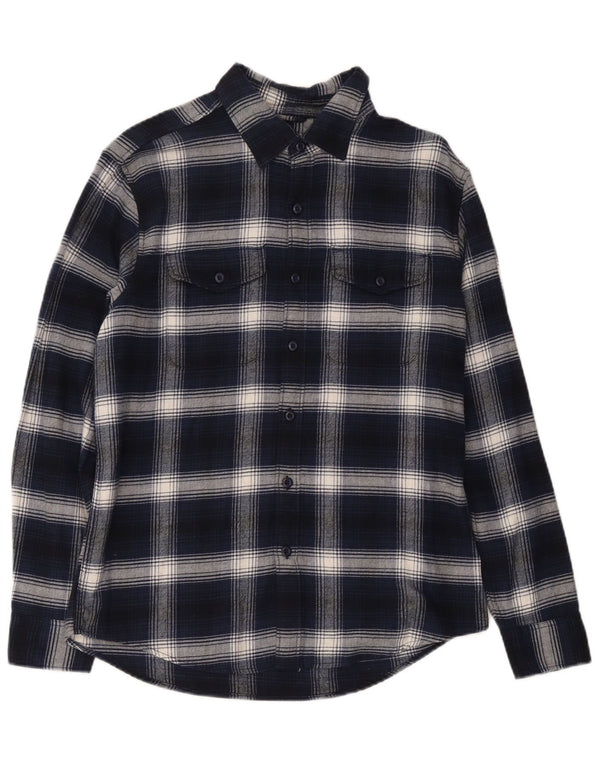Camicia in flanella da uomo American Eagle in cotone a quadri blu navy medio