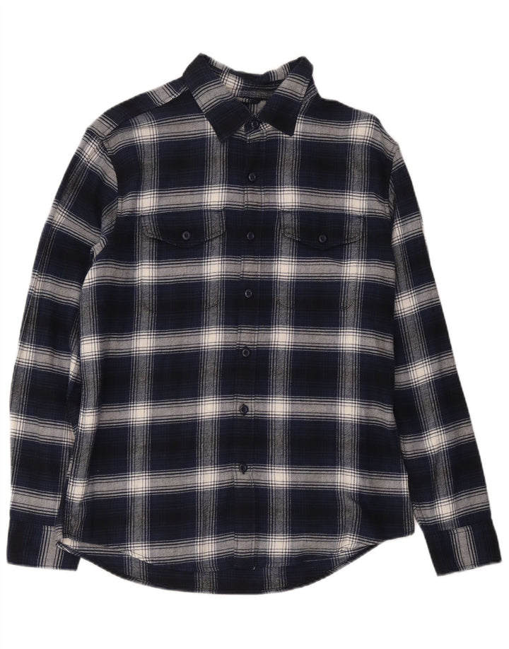 Camicia in flanella da uomo American Eagle in cotone a quadri blu navy medio